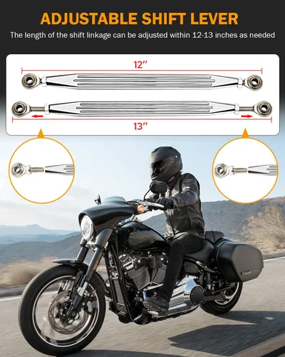Miniatura 3 de PBYMT Palanca de cambio cromada compatible con Harley Davidson Dyna Softail Touring Road Glide Street Glide Road King Electra Glide 1986-2024