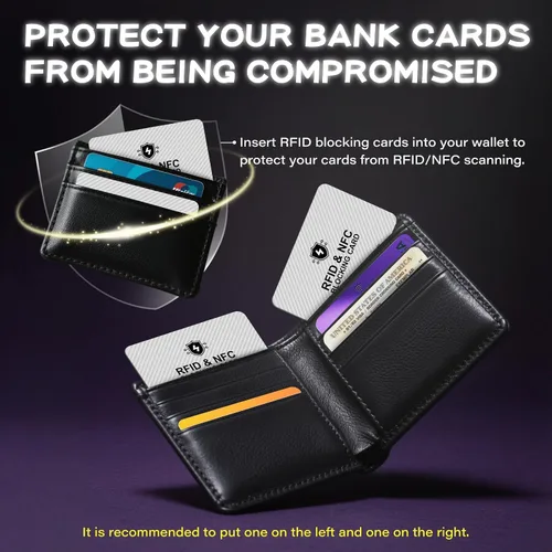 Miniatura 5 de Tarjetas de bloqueo RFID, juego de bloqueador de tarjetas de débito NFC sin contacto premium y protector de pasaporte para hombres y mujeres, diseño