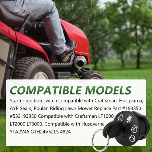Miniatura 5 de 532193350 Interruptor de encendido 4 posiciones con llave 7 terminales para Husqvarna AYP Craftsman Poulan cortacésped tractor - Reemplaza 193350