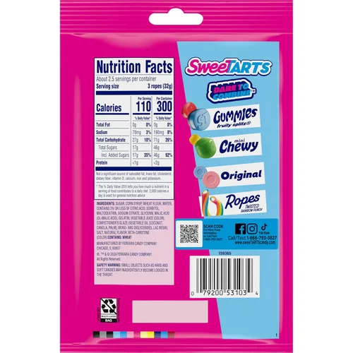 Miniatura 2 de SweeTARTS Ropes, Cherry Punch Candy, bolsa de 3 onzas (paquete de 12)
