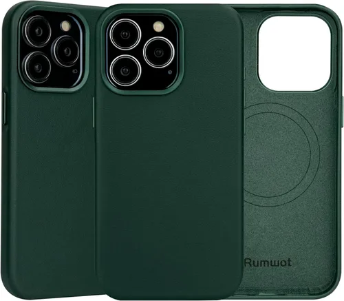 Miniatura 24 de Funda de cuero genuino para iPhone 13 Pro, cuero de grano completo, compatible con MagSafe y carga inalámbrica, bisel de la cámara con botones