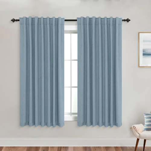 Miniatura 76 de KOUFALL - Cortinas de medio estilo francés de lino para ventana, juego de 2 cortinas cortas de 40 pulgadas de longitud, para privacidad, cortinas