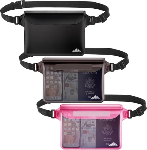 Miniatura 14 de HEETA Paquete de 2 bolsas impermeables, sensibles a la pantalla táctil, bolsa seca impermeable con correa ajustable para la cintura, mantiene tu