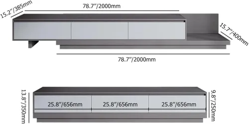 Miniatura 2 de homary Soporte de TV extensible y mesa auxiliar anidable, centro de entretenimiento moderno de 2 piezas con cajones para sala de estar
