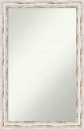 Miniatura 315 de Amanti Art Espejo de baño blanco para sobre el fregadero, 30 x 35 pulgadas, espejo de tocador rectangular estrecho de Eva de oro blanco, marco