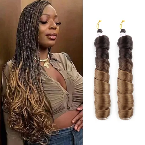 Miniatura 29 de Cabello rizado francés trenzado para trenzas de caja, 8 paquetes de 12 pulgadas, 3.00 oz/paquete, cabello trenzado de onda suelta, extensiones