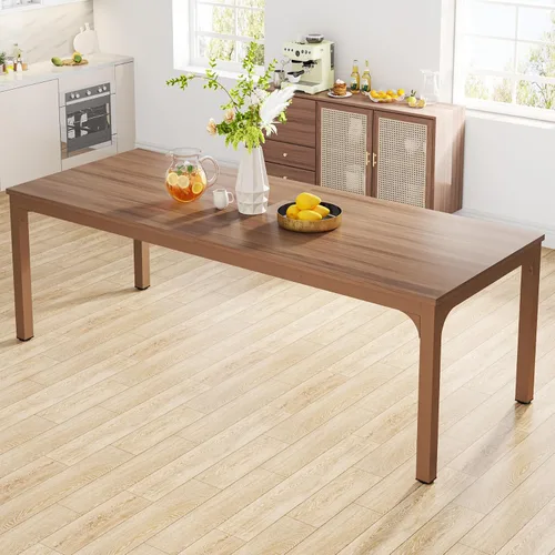 Miniatura 15 de Tribesigns Mesa de comedor negra para 6-8 personas, mesa rectangular grande de 78 pulgadas para comedor, 78.7 x 27.5 x 29.5 pulgadas (solo mesa)