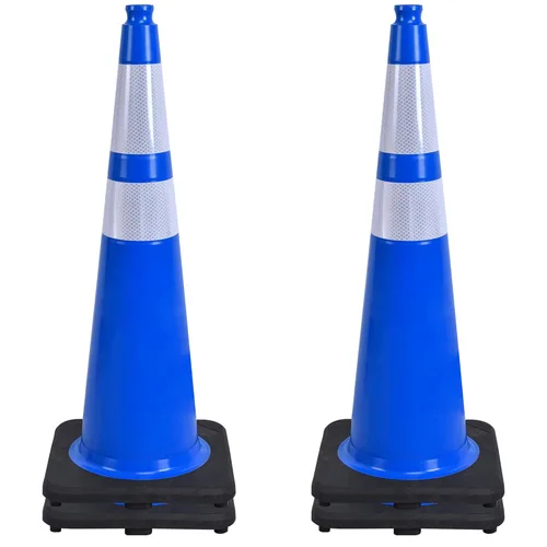 Miniatura 29 de OrangeStar Conos de Tráfico de 36" Paquete de 6 Conos de Seguridad Azules con Collares Reflectantes, Base de Servicio Pesado para Construcción