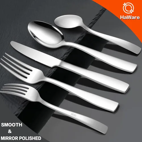 Miniatura 6 de HaWare Cubiertos de acero inoxidable 18/10, juego de cubiertos de 40 piezas para 8, juego de cubiertos de lujo para restaurante casero, incluye