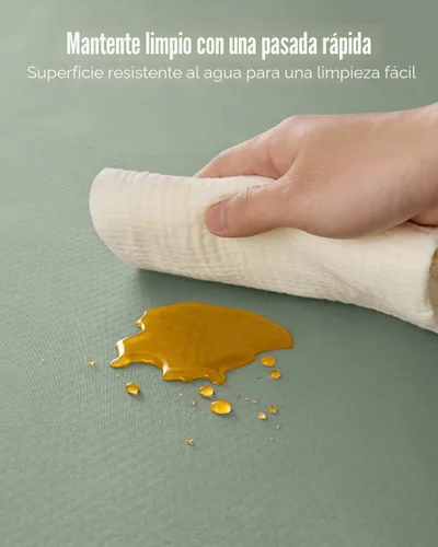 Miniatura 6 de Blissful Diary - Alfombrilla antideslizante para debajo de la silla alta para bebé, 50.4 x 50.4 pulgadas, alfombrilla salpicaduras limpiable, Verde