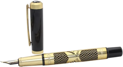 Miniatura 4 de Gullor Pluma estilográfica de metal con convertidor y caja de regalo, punta doblada, oro