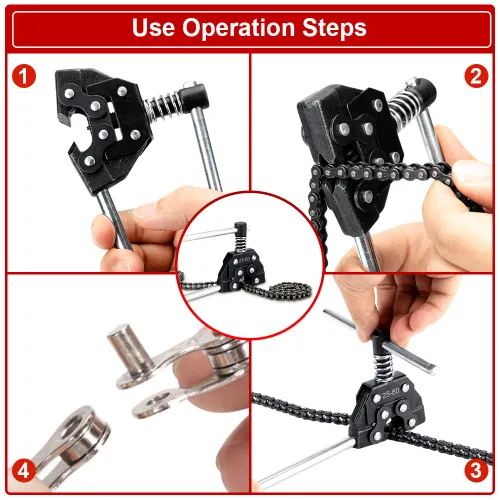 Miniatura 3 de Cortador de desmontaje y rompedor para #25#35#41#40#50#60 415H,428H, 520,530 Cadena de rodillos para bicicleta, Go Kart, ATV (Negro)
