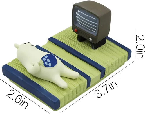 Miniatura 5 de Suillty Soporte de teléfono celular de escritorio de gato lindo de resina para iPhone Xs/Max/XR/X/8/6 Plus (oso)