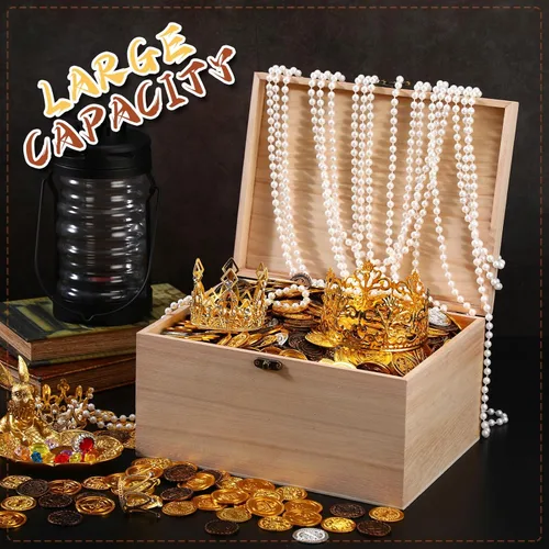 Miniatura 7 de Yookeer 6 cajas grandes de madera sin terminar con tapa con bisagras y cierre frontal, cajas de madera rectangulares sin pintar, cajas de madera