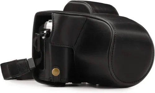 MegaGear Olympus OM-D E-M10 Mark III (0.551-1.654 in) Ever Ready - Funda de piel para cámara y correa, con acceso a la batería, color negro, MG1345
