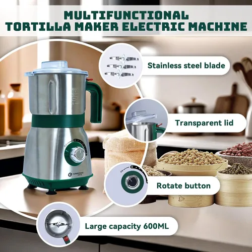 Miniatura 2 de Molinillos eléctricos para especias y nueces, 3 cuchillas de acero inoxidable, 1 filtro, 1 cepillo, molinillo de 500 W para cocina, uso en seco Verde