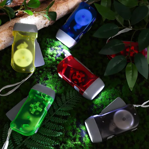 Miniatura 4 de Linterna de manivela de mano de 20 piezas, 3 linternas LED, mini lámpara translúcida, sin batería, linterna de mano, potente herramienta