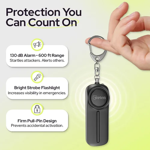 Miniatura 2 de Llavero de Alarma Personal para Mujeres Autodefensa - Dispositivo de Alerta de Silbato de Seguridad Fuerte con Luz LED – Sirena de Mano de Seguridad