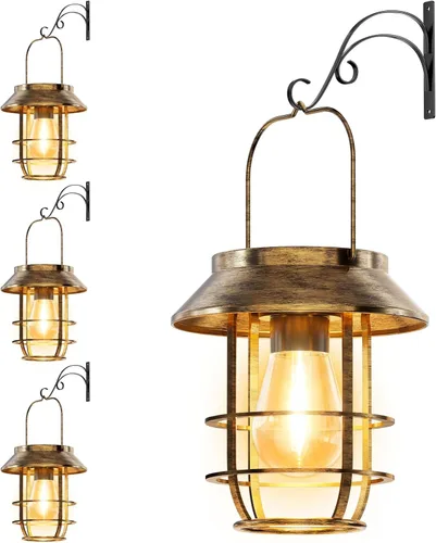 Miniatura 10 de Ahaorigin Faroles solares al aire libre impermeables, luces solares colgantes de alta luminosidad para exteriores con ganchos de pared, faroles