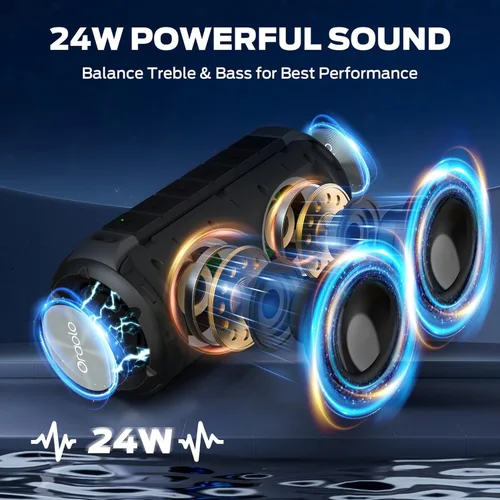 Miniatura 2 de BUGANI Altavoces Bluetooth Luster, altavoz estéreo inalámbrico portátil con luces coloridas, sonido fuerte, Bluetooth 5.3, tiempo de reproducción