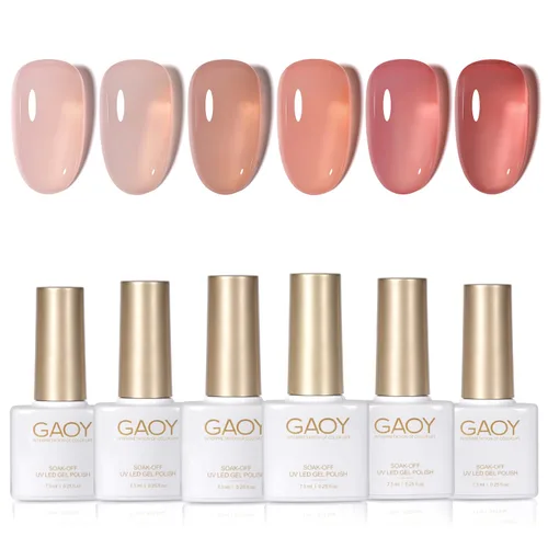 Miniatura 32 de GAOY - Juego de 6 esmaltes de uñas en gel de color rojo borgoña, incluido el kit de esmaltes en gel de color rojo vino cereza oscuro con luz