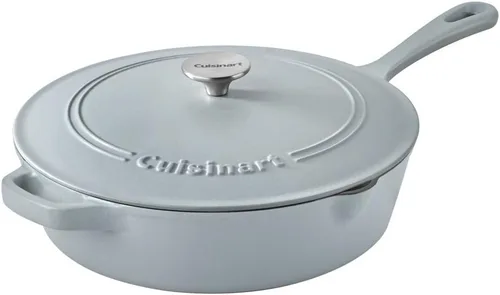 Miniatura 13 de Cuisinart Freidora de pollo de hierro fundido de 12 pulgadas con tapa, capacidad de 4.5 cuartos de galón, interior esmaltado de porcelana, apta