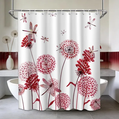 Miniatura 103 de Cortina de ducha floral para primavera y verano, flores silvestres, flores y mariposas, decoración de baño, tela impermeable con ganchos, 70