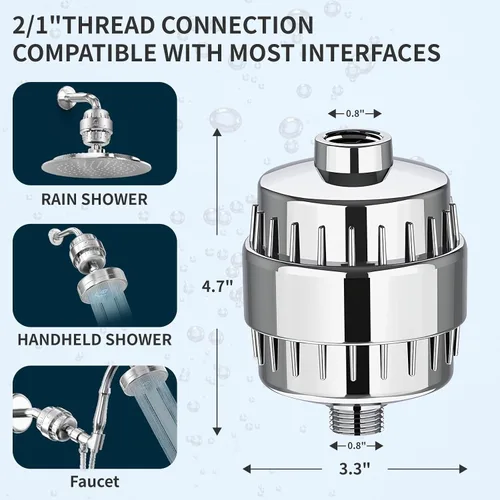 Miniatura 2 de Filtro de ducha, cartucho de filtro de repuesto de 20 etapas, filtros de cabezal de ducha de agua dura, elimina sedimentos, metales pesados, hierro