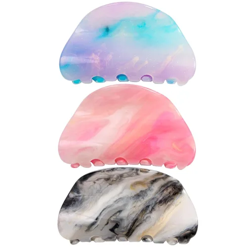 Jayongnee - Pinzas para el cabello para mujer, pinzas de pelo grueso y fino, diseño francés, pinza acrílica para el cabello con impresión accesorios
