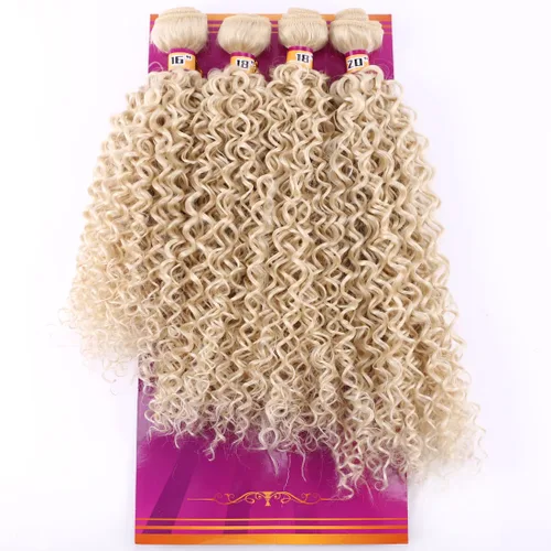 Miniatura 19 de Extensiones de cabello rizado afro rizado, sintético, tejido rápido, extensiones de cabello de fibra de alta temperatura para mujeres, color negro