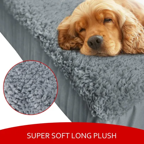 Miniatura 2 de Moonsea Fundas de cama para perro, repuesto de felpa suave, lavable, forro impermeable para cama de perro, color gris, funda de colchón