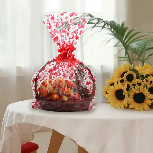 Miniatura 7 de Kolewo4ever Paquete de 20 Bolsas de Canasta de San Valentín Conjunto de Lazos de Tirar 30 X 44 pulgadas 10 Paquete de Bolsas de Embalaje Envoltura