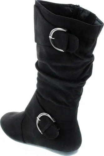 Miniatura 3 de Forever Link Klein-70 - Botas de tacón plano con hebilla y punta redonda cerrada para mujer