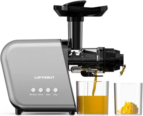 Miniatura 10 de Exprimidor de prensa en frío para naranja de apio, zanahoria, frutas y verduras, 250 W, máquina exprimidora lenta sin BPA, función inversa, fácil