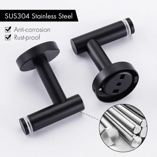 Miniatura 6 de KES Estante de baño de vidrio con vidrio templado de 8 mm de grosor y soportes negros mate de acero inoxidable SUS 304 de 20 pulgadas, organizador