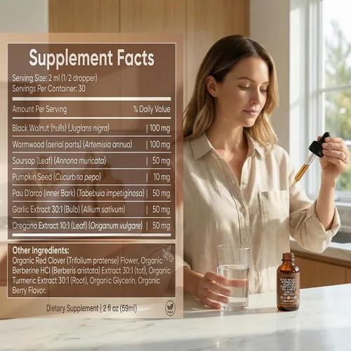Miniatura 7 de Cirvano Gotas de desintoxicación de ajenjo negro de nuez y clavo, Nutralis - Líquido de limpieza intestinal de nogal negro ajenjo, reduce