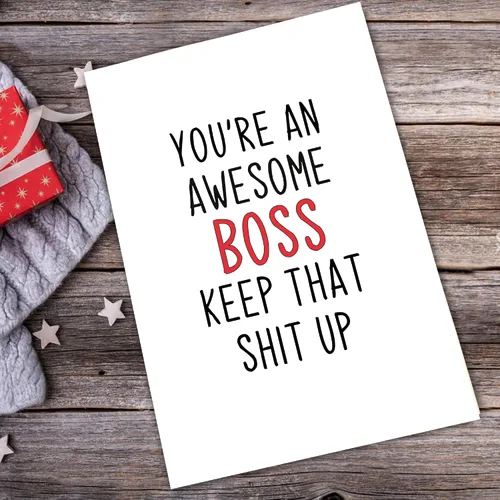 Miniatura 4 de Cheeky - Tarjeta del día del jefe, tarjeta de cumpleaños para jefe, tarjeta de felicitación madura para gerente, You're Awesome