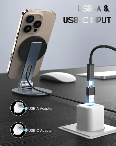 Miniatura 7 de Soporte de cargador inalámbrico magnético para cargador Mag-Safe, soporte de carga inalámbrico plegable hecho para iPhone 17/17 Pro