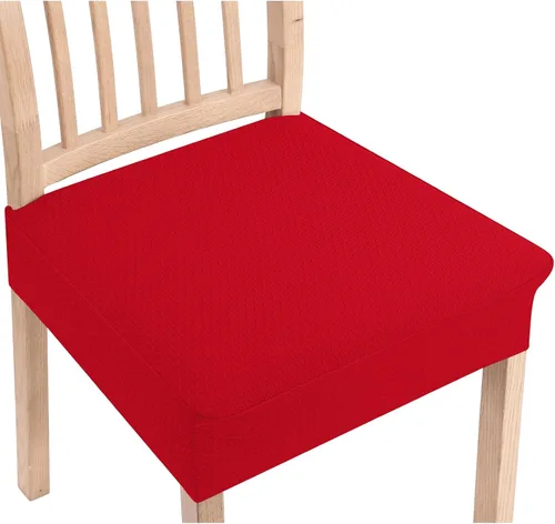 Miniatura 16 de Smiry Juego de 4 fundas de asiento elásticas de jacquard para sillas de comedor, extraíbles y lavables, sin fundas traseras, color gris pardo