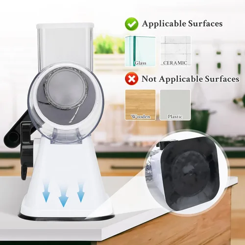 Miniatura 6 de Ralladores de queso con asa, trituradora manual de queso, rallador giratorio con 3 cuchillas de tambor reemplazables para verduras, frutas, Verde
