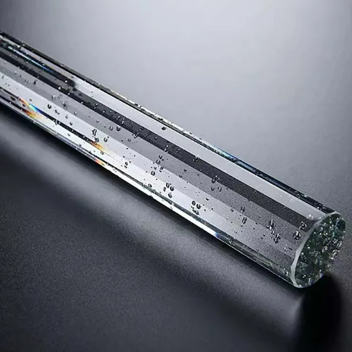 Miniatura 7 de Flashing God Candelabro de cristal moderno regulable LED plateado luz de techo de burbuja de cristal, lámpara de techo alto para sala de estar