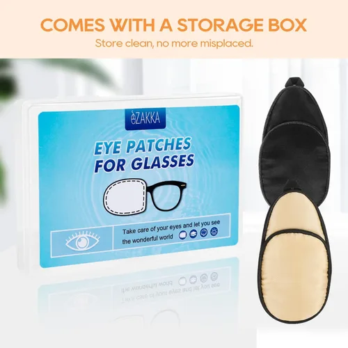 Miniatura 6 de eZAKKA Parches oculares para adultos ojo derecho izquierdo, parche ocular para gafas, parche médico suave para ojo perezoso, ambliopía, estrabismo
