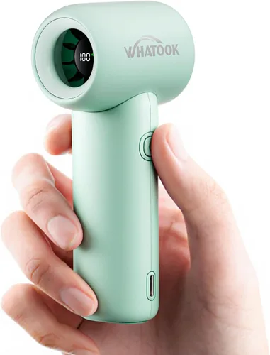 Miniatura 10 de WHATOOK Ventilador de mano portátil, mini ventilador turbo de alta velocidad con 5 velocidades, ventilador personal recargable USB-C de 3000 mAh