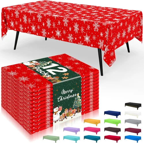Miniatura 135 de Smiry - Juego de 6 manteles desechables, 54 x 78 pulgadas, manteles impermeables rectangulares para fiestas, cubierta de mesa de plástico