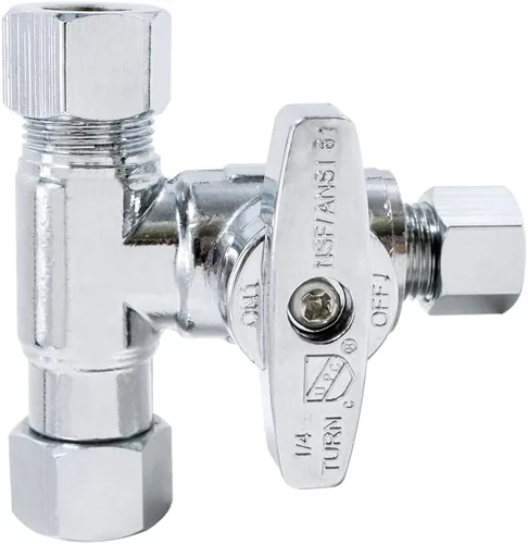 Miniatura 10 de TT FLEX Válvula de parada en T de servicio, 1/2 pulgada x 1/2 pulgada x 1/4 pulgada, 1/4 de vuelta, ajuste de parada de servicio de compresión