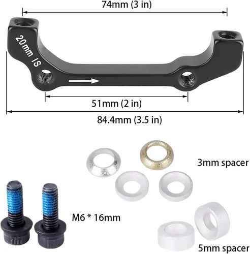 Miniatura 2 de Soporte de montaje de freno de disco para bicicleta, aleación de aluminio, mecanizado CNC, adaptador de montaje de poste de pinza estándar con junta