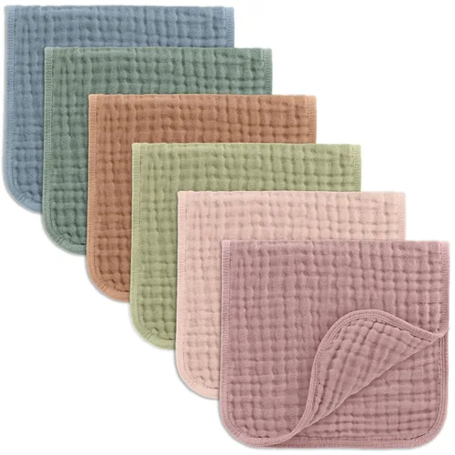 Miniatura 29 de Comfy Cubs - Paquete de 6 paños de muselina para eructos, 20 x 10 pulgadas, grandes, de 6 capas, 100 % algodón ultra absorbente para babeo