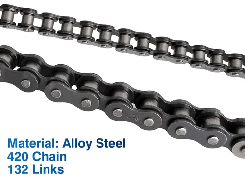 Miniatura 7 de Cadena de motocicleta 420 – 420 cadenas de rodillos estándar 132 eslabones + rompedores de cadena, se adapta a 50, 70, 90, 110 cc, 125 cc, Pit Dirt