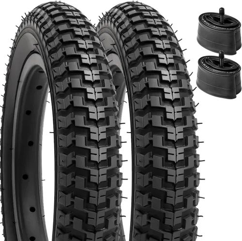 YUNSCM 2 PIEZAS Neumáticos de bicicleta para niños de 12.5" 12 ½ x 2 ¼ (57-203) y tubos de bicicleta resistentes de 12/12.5" con válvula Schrader