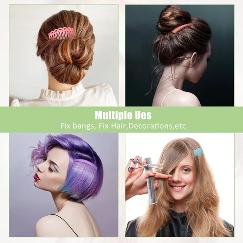 Miniatura 2 de Juego de 30 peines laterales franceses coloridos para el cabello, accesorios de peine giratorio de plástico para mujeres, 3 estilos